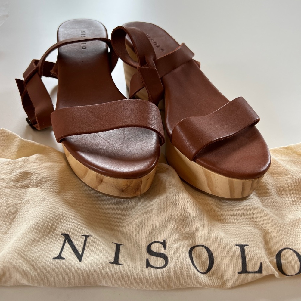 Nisolo Women's Sarina Wedge Sandals, Whiskey